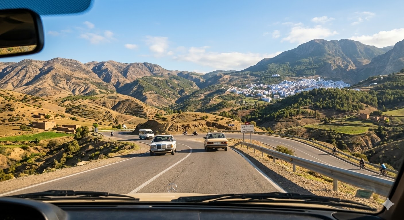 driving road from Fes to Chefchaouen Morocco